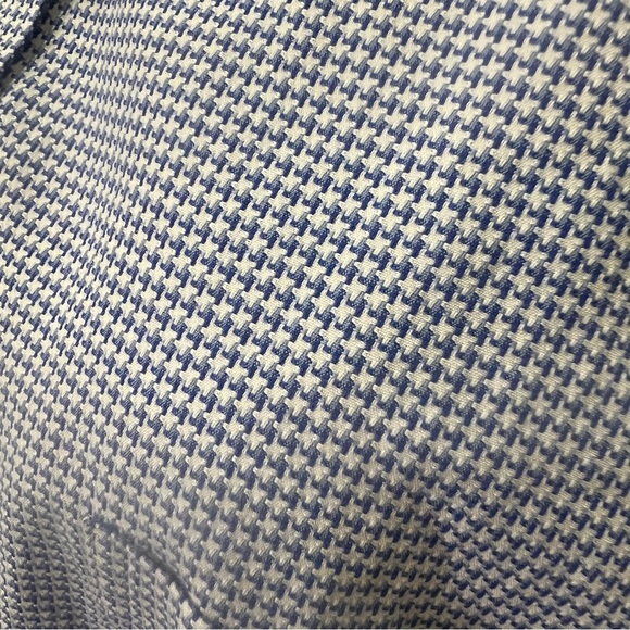 Charles Tyrwhitt long sleeve button down shirt houndstooth Blue White Neck 19/37 - Picture 2 of 5